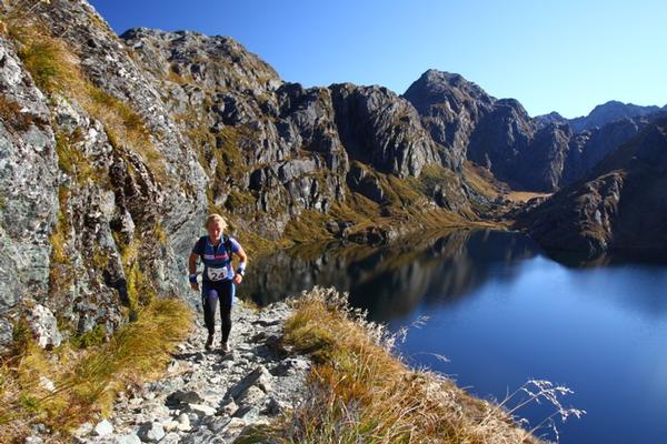 First woman Whitney Dagg on the picturesque Harris Saddle